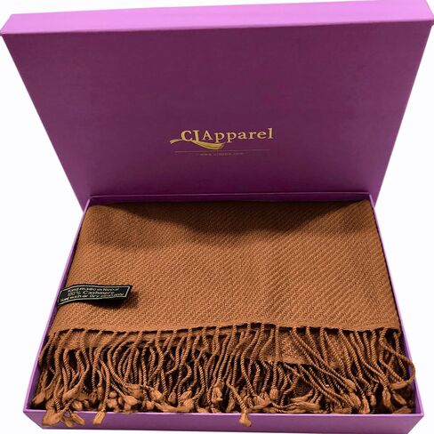 CJ Apparel Camel Brown Dark Beige Light Brown 100% Cashmere Shawl Pashmina Scarf Wrap Stole Head Wrap Hand Made in Nepal NEW in Kuwait