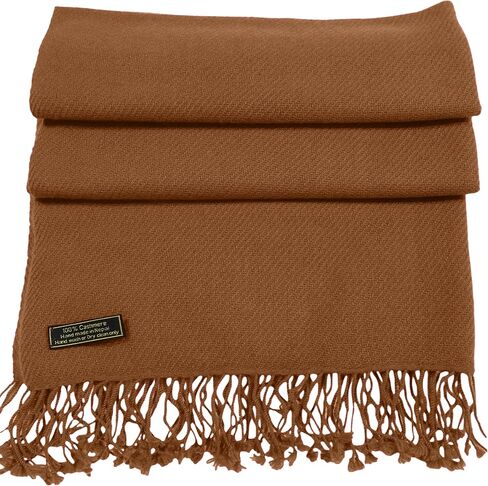 CJ Apparel Camel Brown Dark Beige Light Brown 100% Cashmere Shawl Pashmina Scarf Wrap Stole Head Wrap Hand Made in Nepal NEW in Kuwait