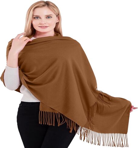 CJ Apparel Camel Brown Dark Beige Light Brown 100% Cashmere Shawl Pashmina Scarf Wrap Stole Head Wrap Hand Made in Nepal NEW in Kuwait