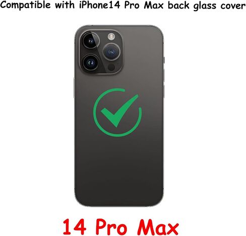 بديل الزجاج الخلفي 14 Pro Max لهاتف iPhone 14 Pro Max زجاج خلفي خلفي متوافق مع iPhone 14 Pro Max مع لاصق مثبت مسبقًا + مجموعة أدوات إصلاح (أسود فضائي) in Kuwait