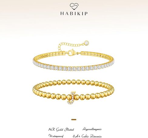 Initial Gold Bracelets for Women, 14K Gold Plated Letter Bracelet Beaded Cubic Zirconia Tennis Bracelets for Women Trendy Fashion Jewelry for Women, Initial A-Z in Kuwait