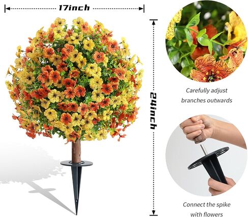 momoplant 24 Inch Artificial Mums Topiary Fall Flowers Decoration Faux Plant in Potted Shrubs for Farmhouse Home Porch Garden Thanksgiving Decor in Saudi Arabia