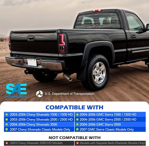 VRC For 2003-2006 Chevy Silverado 1500 2500 3500 Clear Lens LED Tail Lights Black Brake Lamps Assembly Rear Replacement Driver & Passenger Sides (style 5) in Kuwait