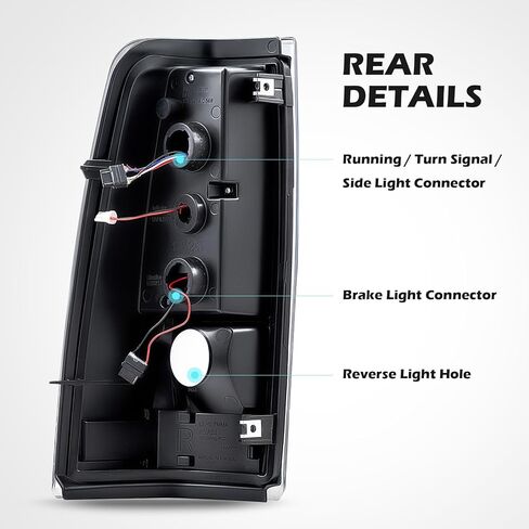 VRC For 2003-2006 Chevy Silverado 1500 2500 3500 Clear Lens LED Tail Lights Black Brake Lamps Assembly Rear Replacement Driver & Passenger Sides (style 5) in Kuwait