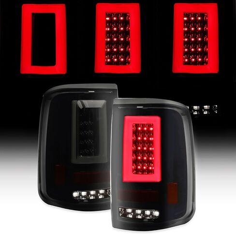 مصابيح خلفية LED HECASA متوافقة مع 2004-2008 Ford F150 مع استبدال شريط أنبوب LED ثلاثي الأبعاد لـ 5L3Z13405CA 5L3Z13404CA 6L3Z13405AA 6L3Z13404AA مصابيح الفرامل الخلفية عدسة شفافة الإسكان الأسود in Saudi Arabia