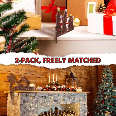 2 Pcs 2024 Christmas Door Topper Jesus Nativity Top Door Frame Decoration Christian Front Door Corner Sign Decor Home Wooden Xmas Party Ornament Table Decor Props Gift for Wall Window DIY in Saudi Arabia