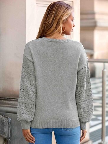 Glamaker Womens Fall Sweaters 2025 V Neck Casual Cable Knit Long Sleeve Pullover Crochet Outfits Cotton Top in Saudi Arabia