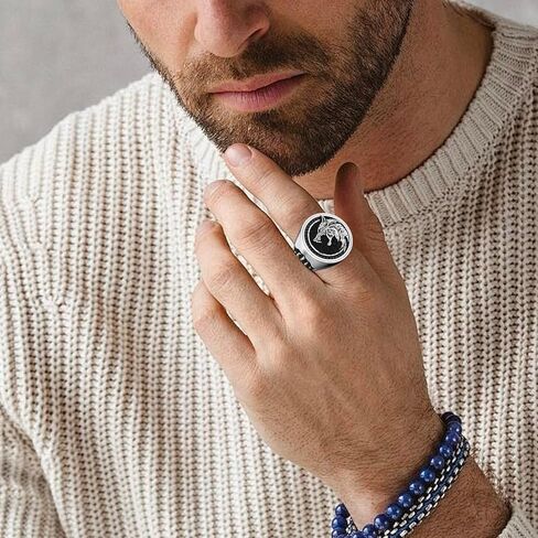 خاتم WOVTE للرجال من الفايكنج فالكنوت، حلقات نورس من الفولاذ التيتانيوم للرجال هدايا مجوهرات قوطية عتيقة، مقاس 10 in Kuwait