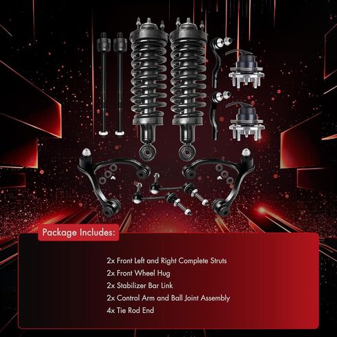 Front Complete Strut Suspension Kit with Wheel Hub Fit for 2006-2011 for Lincoln Town Car 4.6L 2006-2011 for Mercury Grand Marquis 4.6L 171346 513230 K80040 K80038 K80140 EV455 ES3694 ES3693-12pcs in Saudi Arabia