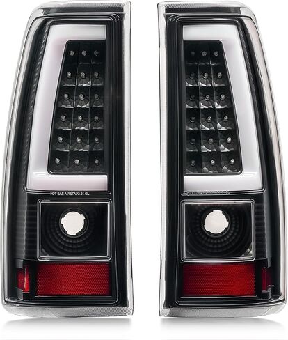 VRC For 2003-2006 Chevy Silverado 1500 2500 3500 Clear Lens LED Tail Lights Black Brake Lamps Assembly Rear Replacement Driver & Passenger Sides (style 5) in Kuwait