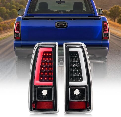 VRC For 2003-2006 Chevy Silverado 1500 2500 3500 Clear Lens LED Tail Lights Black Brake Lamps Assembly Rear Replacement Driver & Passenger Sides (style 5) in Kuwait