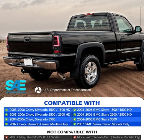 VRC For 2003-2006 Chevy Silverado 1500 2500 3500 Clear Lens LED Tail Lights Black Brake Lamps Assembly Rear Replacement Driver & Passenger Sides (style 5) in Kuwait
