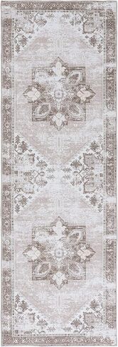 SAFAVIEH Washable Rug Tucson Collection - 2'6' x 6' Runner, Sage & Ivory, Slip Resistant, Ideal for High Traffic Areas in Living Room, Hallway, Foyer, Kitchen, Bedroom (TSN102W-26) in Saudi Arabia