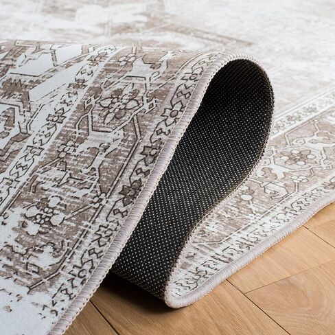 SAFAVIEH Washable Rug Tucson Collection - 2'6' x 6' Runner, Sage & Ivory, Slip Resistant, Ideal for High Traffic Areas in Living Room, Hallway, Foyer, Kitchen, Bedroom (TSN102W-26) in Saudi Arabia