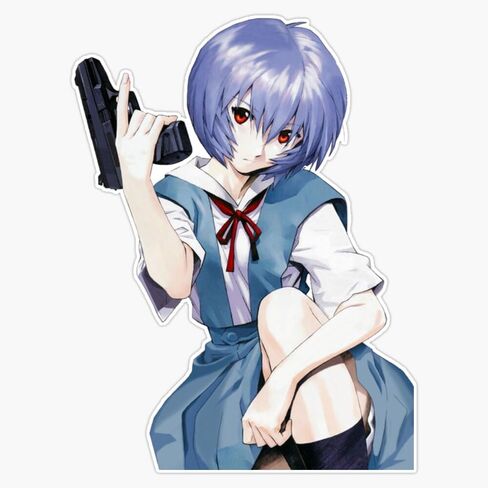 Rei Ayanami with A Gun Sticker Vinyl Waterproof Sticker Decal Car Laptop Wall Window Bumper Sticker 5" in Saudi Arabia