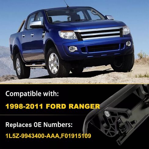 Tailgate Handle Latch Compatible with 1998-2011 Ford Ranger - Exterior Tail Gate Handle Assembly - Replaces 1L5Z9943400AAA, 1L5Z-9943400-AAA, 77872, FO1915109 in Saudi Arabia