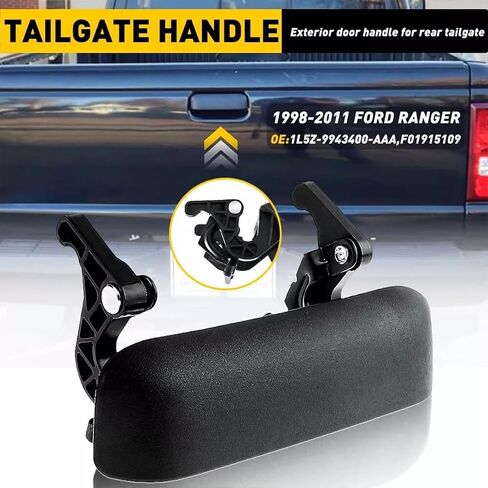 Tailgate Handle Latch Compatible with 1998-2011 Ford Ranger - Exterior Tail Gate Handle Assembly - Replaces 1L5Z9943400AAA, 1L5Z-9943400-AAA, 77872, FO1915109 in Saudi Arabia