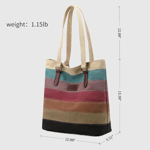 Striped Canvas Tote Bag for Women - Crossbody Shoulder Purse Women's Tote Bag Purse in Saudi Arabia