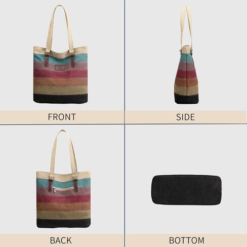 Striped Canvas Tote Bag for Women - Crossbody Shoulder Purse Women's Tote Bag Purse in Saudi Arabia