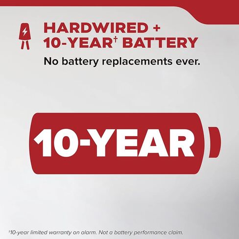 Kidde Hardwired Smoke Detector, 10-Year Battery Backup, Voice Alerts, Interconnectable, LED Warning Light Indicators in Kuwait