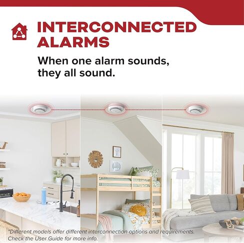 Kidde Hardwired Smoke Detector, 10-Year Battery Backup, Voice Alerts, Interconnectable, LED Warning Light Indicators in Kuwait