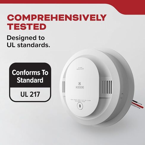 Kidde Hardwired Smoke Detector, 10-Year Battery Backup, Voice Alerts, Interconnectable, LED Warning Light Indicators in Kuwait