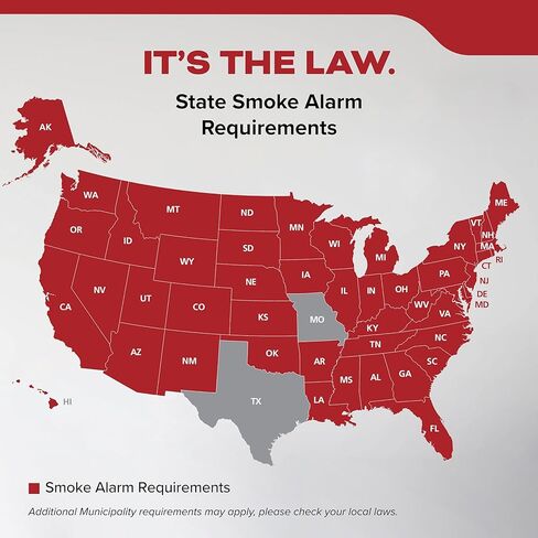 Kidde Hardwired Smoke Detector, 10-Year Battery Backup, Voice Alerts, Interconnectable, LED Warning Light Indicators in Kuwait