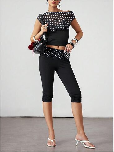 شورت نسائي من Verdusa منقط ومطوي بطول الركبة in Kuwait