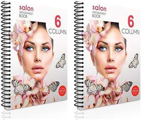كتاب مواعيد كارلاش 6 عمود 200 صفحة غير مؤرخ - دفتر جدول زمني لستة أشخاص يوميًا وكل ساعة للصالونات ومنتجعات التدليك ومصففي الشعر والمصممين والمزيد in Kuwait