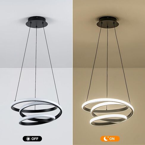ثريا LED حديثة Mayful، ضوء قلادة أسود، ثريات ارتفاع قابلة للتعديل مع شكل حلقة دائرية، ثريات حديثة لغرفة الطعام، المطبخ، غرفة المعيشة، غرفة النوم، 6000K ضوء النهار in Kuwait