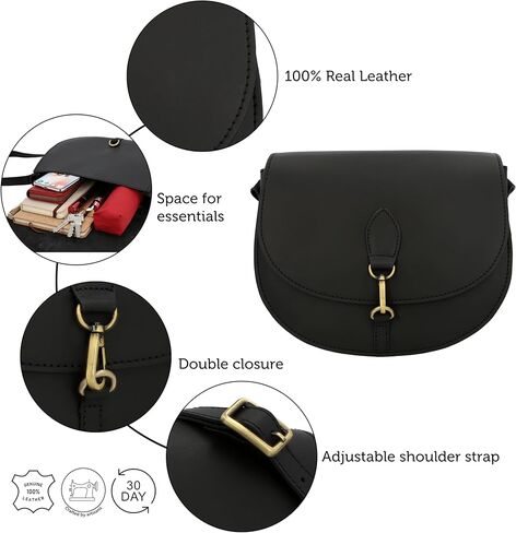 حقيبة يد من الجلد الطبيعي من Gusti - محفظة جلدية من Wiebke للنساء، حقيبة كتف تمر بالجسم مع حزام قابل للتعديل، إغلاق آمن in Kuwait