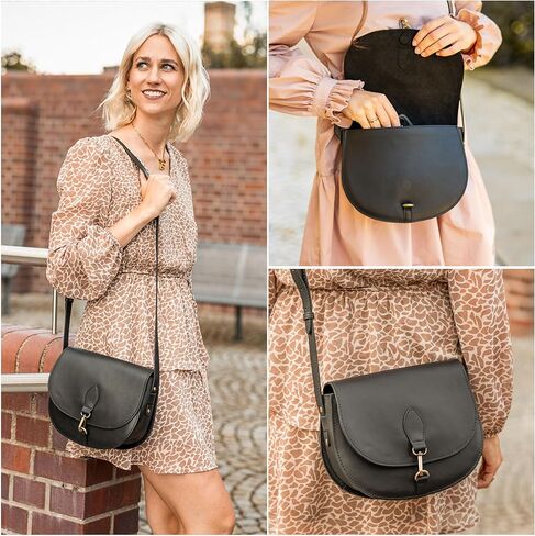 حقيبة يد من الجلد الطبيعي من Gusti - محفظة جلدية من Wiebke للنساء، حقيبة كتف تمر بالجسم مع حزام قابل للتعديل، إغلاق آمن in Kuwait