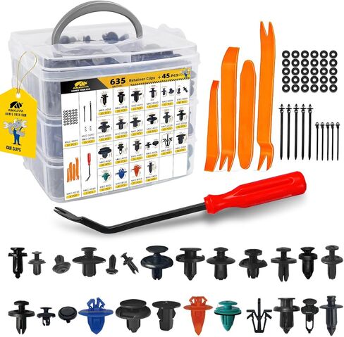 MIKKUPPA 725PCS Car Push Retainer Clips - 23 Sizes Nylon Bumper Fender Plastic Rivets Automotive Clips Auto Fasteners with 10 Cable Ties and Fasteners Remover Replacement for Toyota GM Ford Honda in Kuwait