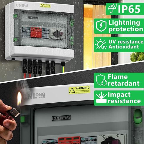2 String Solar PV Combiner Box 2 in 2 Out IP65 DC500V 32A Circuit Breaker with Surge Protector and 15A PV Fuse,Solar Disconnect Switch Outdoor Waterproof for Solar Panels System in Saudi Arabia
