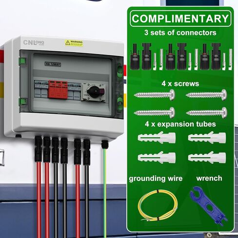 2 String Solar PV Combiner Box 2 in 2 Out IP65 DC500V 32A Circuit Breaker with Surge Protector and 15A PV Fuse,Solar Disconnect Switch Outdoor Waterproof for Solar Panels System in Saudi Arabia