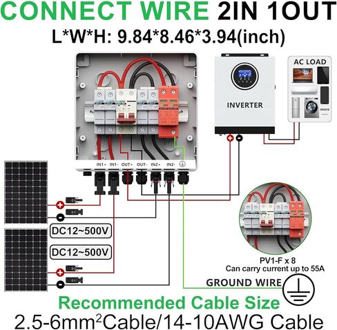 2 سلسلة الطاقة الشمسية الكهروضوئية صندوق الموحد 2 في 2 خارج IP65 DC500V 32A قاطع الدائرة مع حامي عرام و 15A الكهروضوئية الصمامات، مفتاح فصل الطاقة الشمسية في الهواء الطلق مقاوم للماء لنظام الألواح الشمسية in Kuwait
