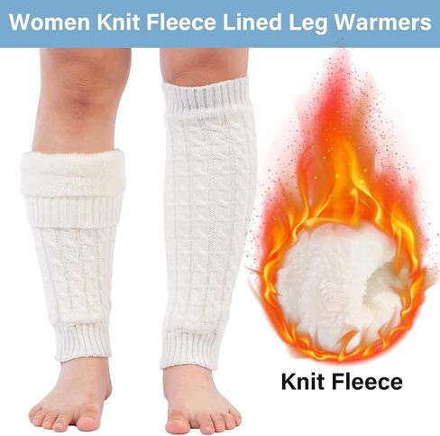Women's Fleece Lined Leg Warmers Knit Long Boot Socks Thick Winter Warm Thermal Skating Leg Warmer Daily Wear in Saudi Arabia