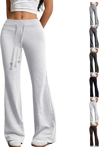 سراويل اليوغا واسعة الساق للنساء فضفاضة عالية الخصر متوهج Sweatpants الصالة الرياضية تجريب رياضي مضيئة السراويل العصرية الخريف Y2k الملابس in Saudi Arabia