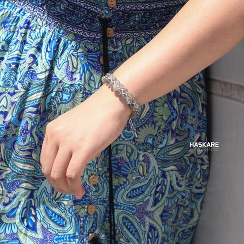 هدايا عيد الحب لها سوار كريستال حقيقي للنساء، هدية سوار مصنوعة يدويًا فريدة من نوعها لصديقتك، HASKARE قسط الأحجار الكريمة جوهرة الميلاد الخرز سوار هدايا للأم من ابنة هدية عيد ميلاد in Kuwait