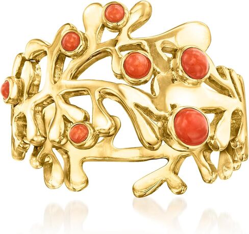 Ross-Simons Red Coral Ring in 18kt Gold Over Sterling in Saudi Arabia