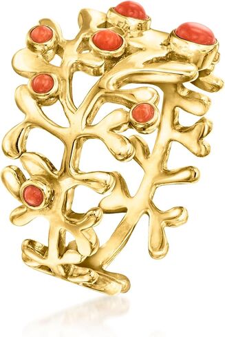 Ross-Simons Red Coral Ring in 18kt Gold Over Sterling in Saudi Arabia