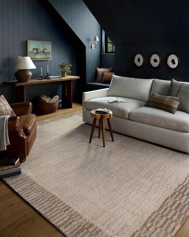 سجادة Loloi Chris Loves Julia Calvin Collection CLV-04 عاجي/بيبل 7'-10" x 10' منطقة سجادة مربعات محايدة ناعمة لغرفة المعيشة وغرفة النوم in Saudi Arabia