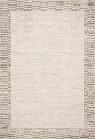 سجادة Loloi Chris Loves Julia Calvin Collection CLV-04 عاجي/بيبل 7'-10" x 10' منطقة سجادة مربعات محايدة ناعمة لغرفة المعيشة وغرفة النوم in Saudi Arabia