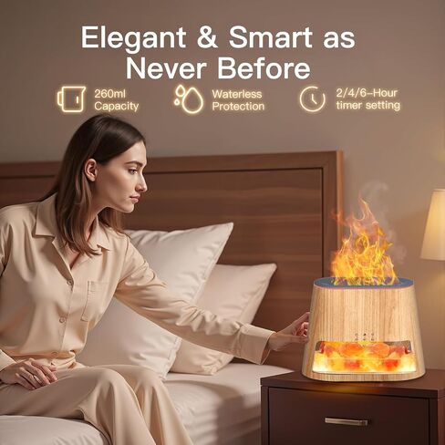 Luxury Himalayan Salt Lamp Humidifier & Aromatherapy Diffuser - 8 Color Mood Lighting w/Remote for Spa, Bedroom, Home Relaxation260ml (Black) in Saudi Arabia