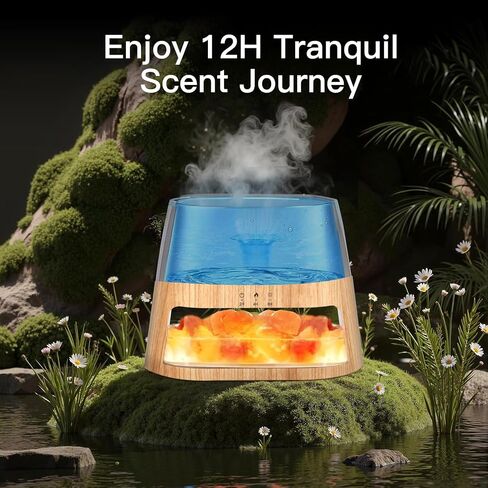 Luxury Himalayan Salt Lamp Humidifier & Aromatherapy Diffuser - 8 Color Mood Lighting w/Remote for Spa, Bedroom, Home Relaxation260ml (Black) in Saudi Arabia