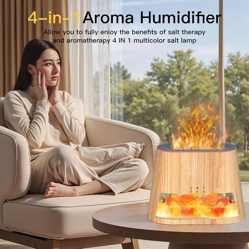 Luxury Himalayan Salt Lamp Humidifier & Aromatherapy Diffuser - 8 Color Mood Lighting w/Remote for Spa, Bedroom, Home Relaxation260ml (Black) in Saudi Arabia