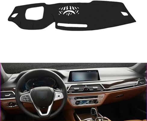 غطاء حصيرة لوحة قيادة السيارة من الفلانيل الأسود متوافق مع محرك اليد اليسرى BMW 7-Series G11 2016-2020 مع HUD in Saudi Arabia