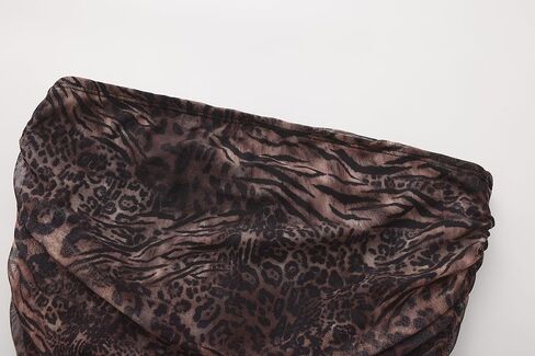 Women's Leopard Print Tube Top Cheetah Print Top Ruched Strapless Mesh Halter Tops for Women Going Out Party in Kuwait