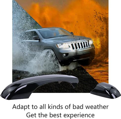 غطاء غطاء مرآة الجانب الأيسر والأيمن وأغطية مقبض الباب متوافق مع 2011-2021 J-eep Grand Cherokee D-odge Durango (أسود) in Saudi Arabia