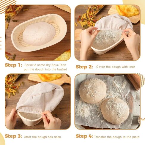 Gejoy 20 Sets Bread Proofing Baskets Bulk 9 Inches Round Shaped Banneton Dough Proofing Bowls Kit with Cloth Liner Sourdough Proofing Basket for Home Sourdough Bakers Supplies in Saudi Arabia
